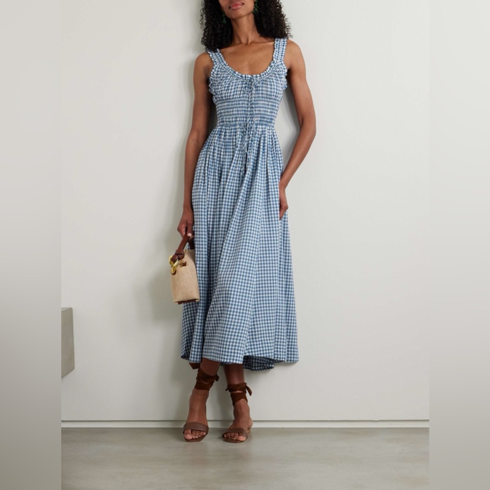 NWT Doen Emmaretta Dress in Gingham Blue